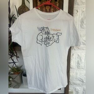 Hand embroidered & screen printed “I want pie. Stay Gold White T-Shirt